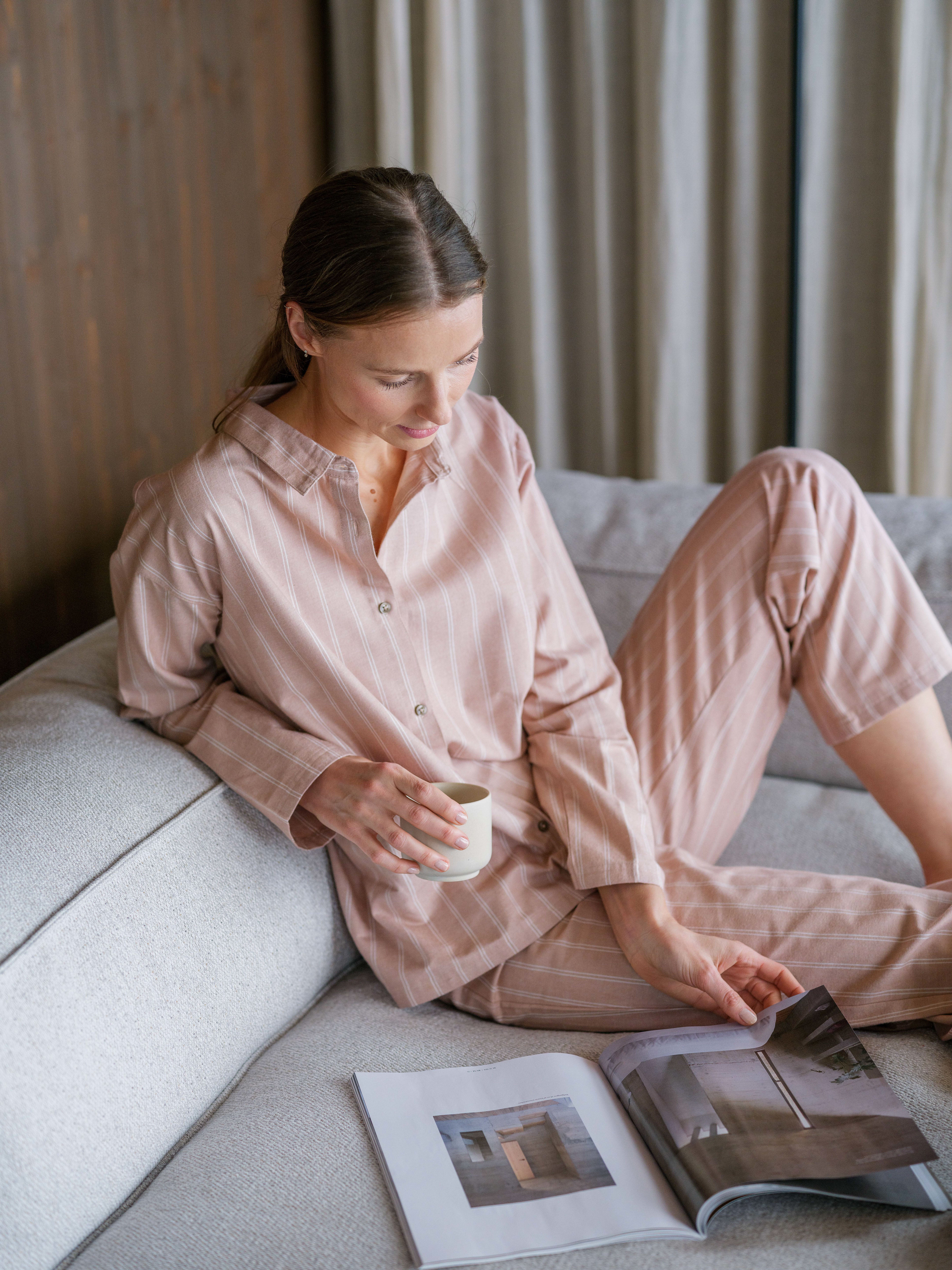 Hoie Pilen Pyjamasetti Housut + Paita, Rosa