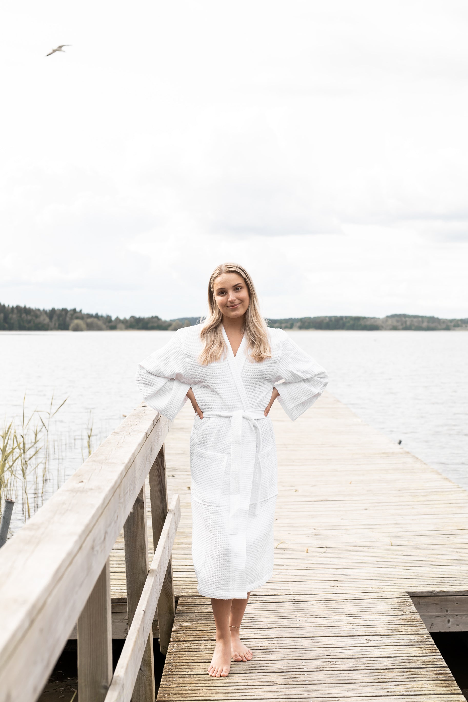 Vohvelikylpytakki Hotel Lux No Problem Kimono, valkoinen