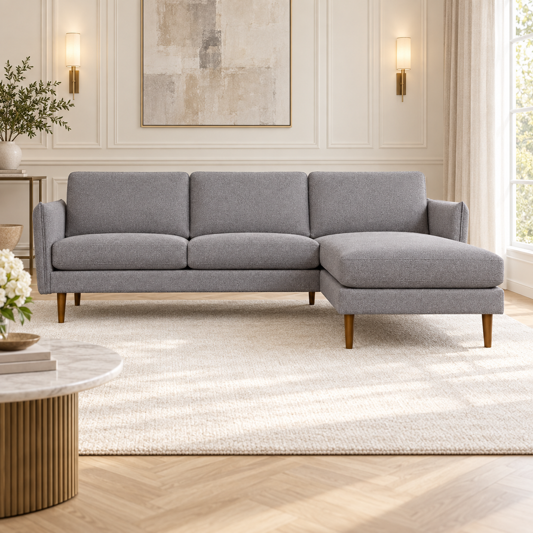 Hotel Luxus Elegant sohva – neutral medium grey, sisustettu olohuone