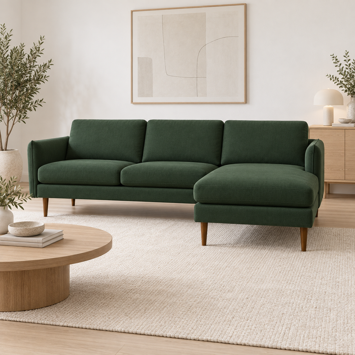 Hotel Luxus Elegant sohva – deep forest green, sisustettu olohuone
