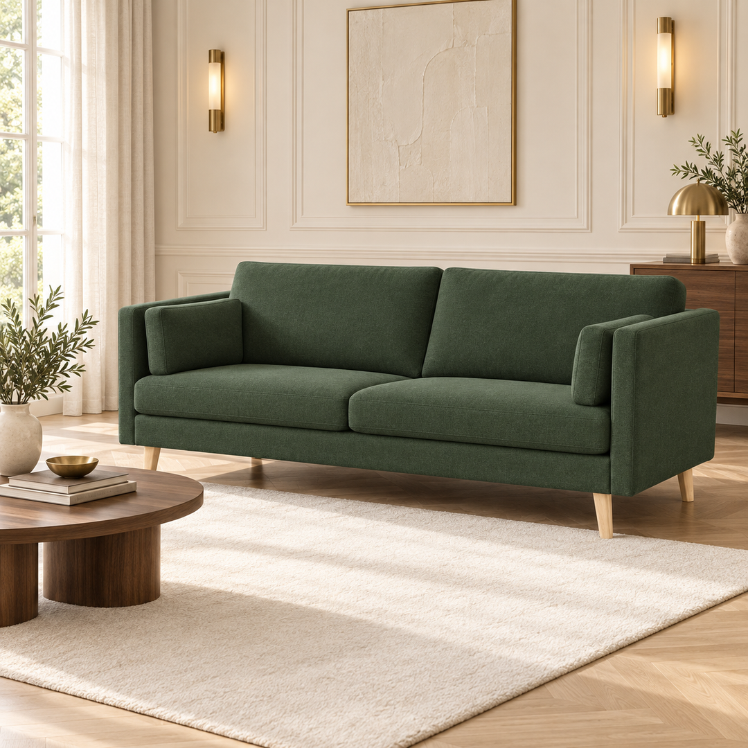 Hotel Luxus Ella sohva – deep forest green, sisustettu olohuone