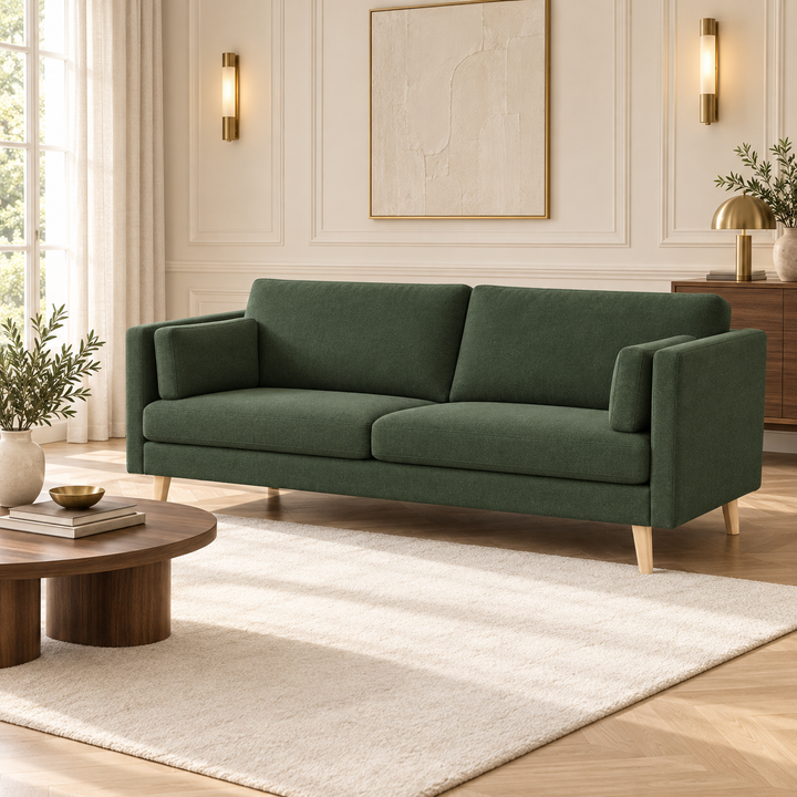 Hotel Luxus Ella sohva – deep forest green, sisustettu olohuone