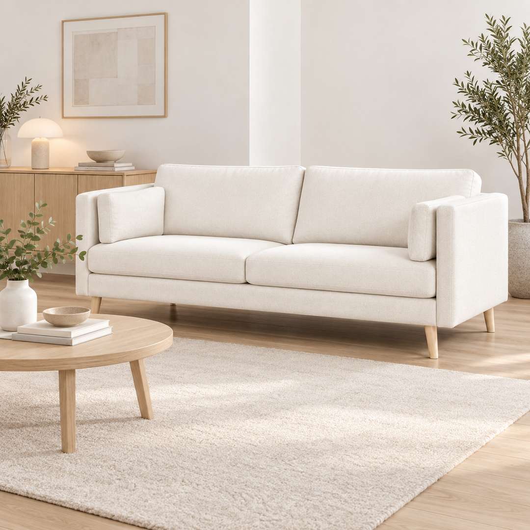 Hotel Luxus Ella sohva – clean warm white, sisustettu olohuone