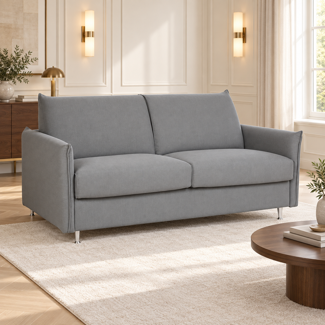 Hotel Luxus Enzo vuodesohva – neutral medium grey, sisustettu olohuone