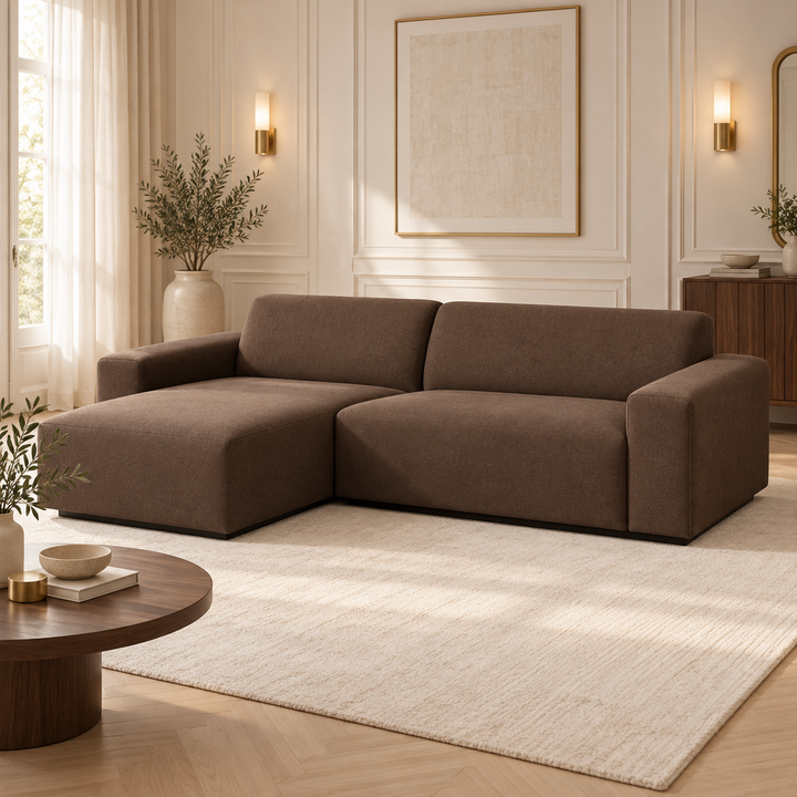 Hotel Luxus Heta 2 sohva - 3-istuttava sohva divaanilla, vasen (252 cm) – rich chocolate brown, sisustettu olohuone
