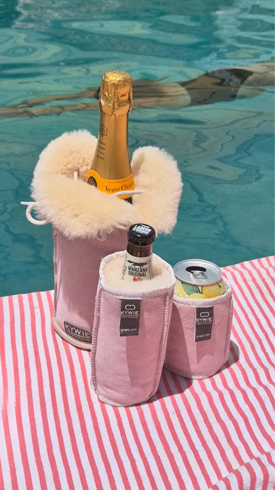 Shampanja cooler Kywie, suedenahka Baby Pink