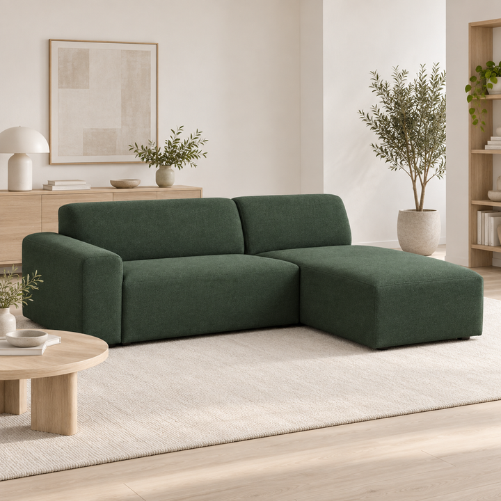 Hotel Luxus Heta 6 sohva - 3-istuttava sohva divaanilla, oikea (229 cm) – deep forest green, sisustettu olohuone