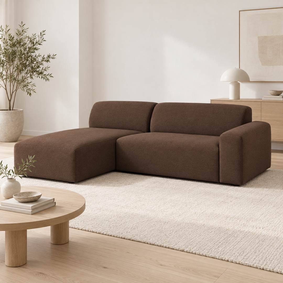Hotel Luxus Heta 6 sohva - 3-istuttava sohva divaanilla, vasen (229 cm) – rich chocolate brown, sisustettu olohuone