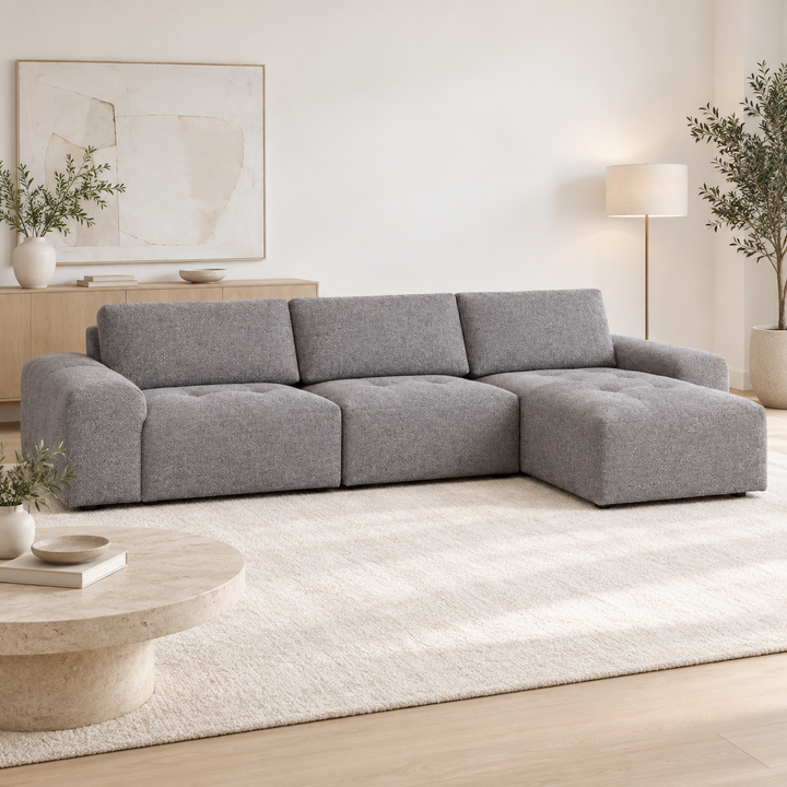 Hotel Luxus Madele -moduulisohva (rakenna omasi) – neutral medium grey, sisustettu olohuone