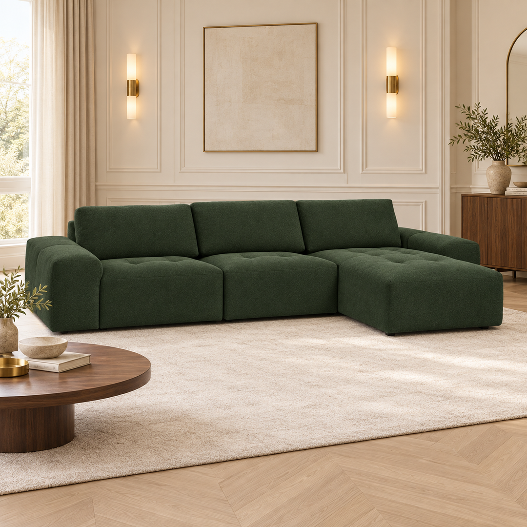 Hotel Luxus Madele -moduulisohva (rakenna omasi) – deep forest green, sisustettu olohuone