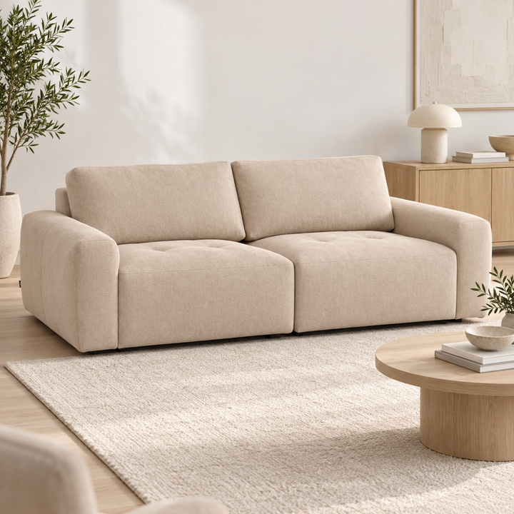 Hotel Luxus Madele 1 sohva - 2-istuttava sohva (222 cm) – pale warm beige, sisustettu olohuone