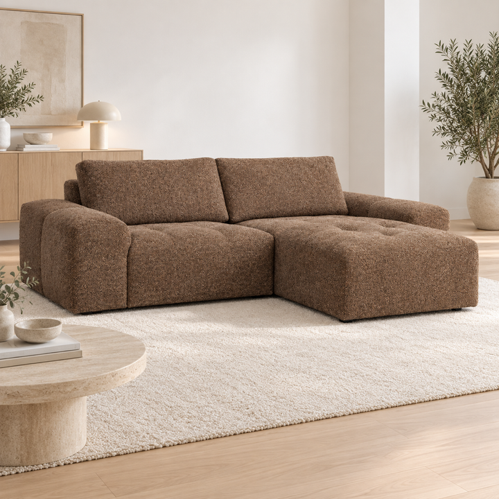 Hotel Luxus Madele 2 sohva - 2-istuttava sohva divaanilla, oikea (252 cm) – rich chocolate brown, sisustettu olohuone