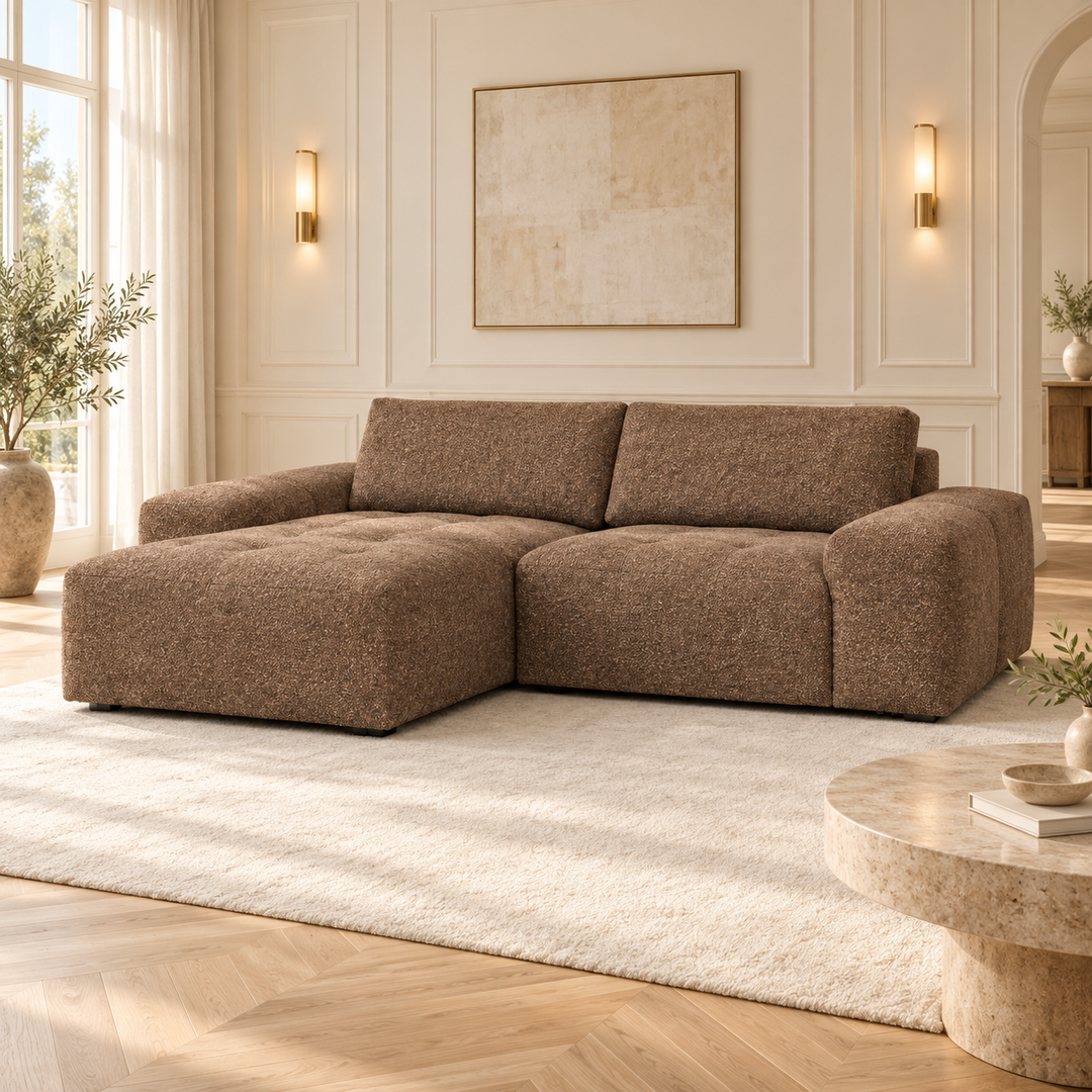 Hotel Luxus Madele 2 sohva - 2-istuttava sohva divaanilla, vasen (252 cm) – rich chocolate brown, sisustettu olohuone