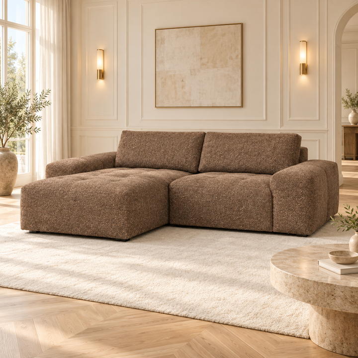 Hotel Luxus Madele 2 sohva - 2-istuttava sohva divaanilla, vasen (252 cm) – rich chocolate brown, sisustettu olohuone