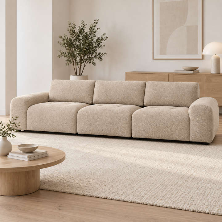 Hotel Luxus Madele 4 sohva - 3-istuttava sohva (342 cm) – pale warm beige, sisustettu olohuone