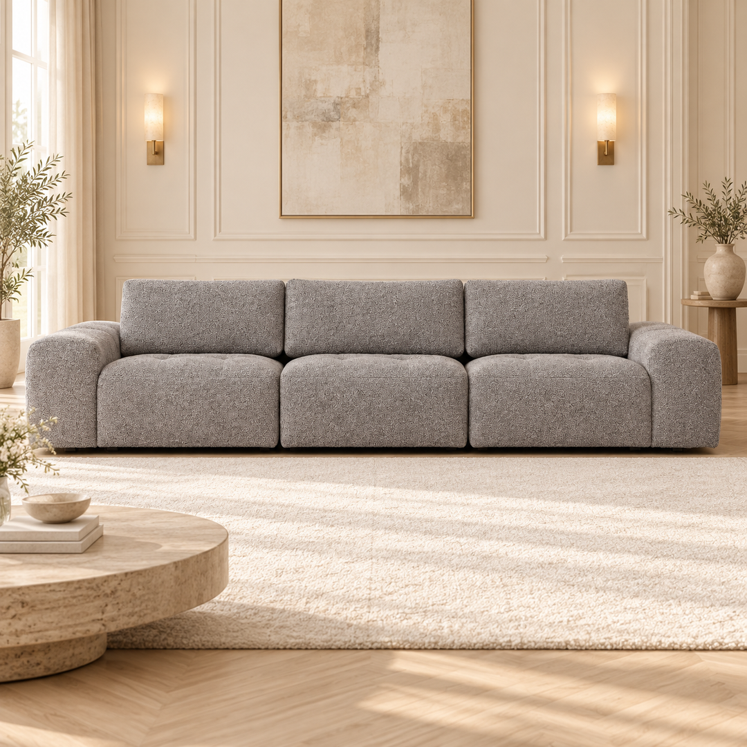 Hotel Luxus Madele 4 sohva - 3-istuttava sohva (342 cm) – neutral medium grey, sisustettu olohuone