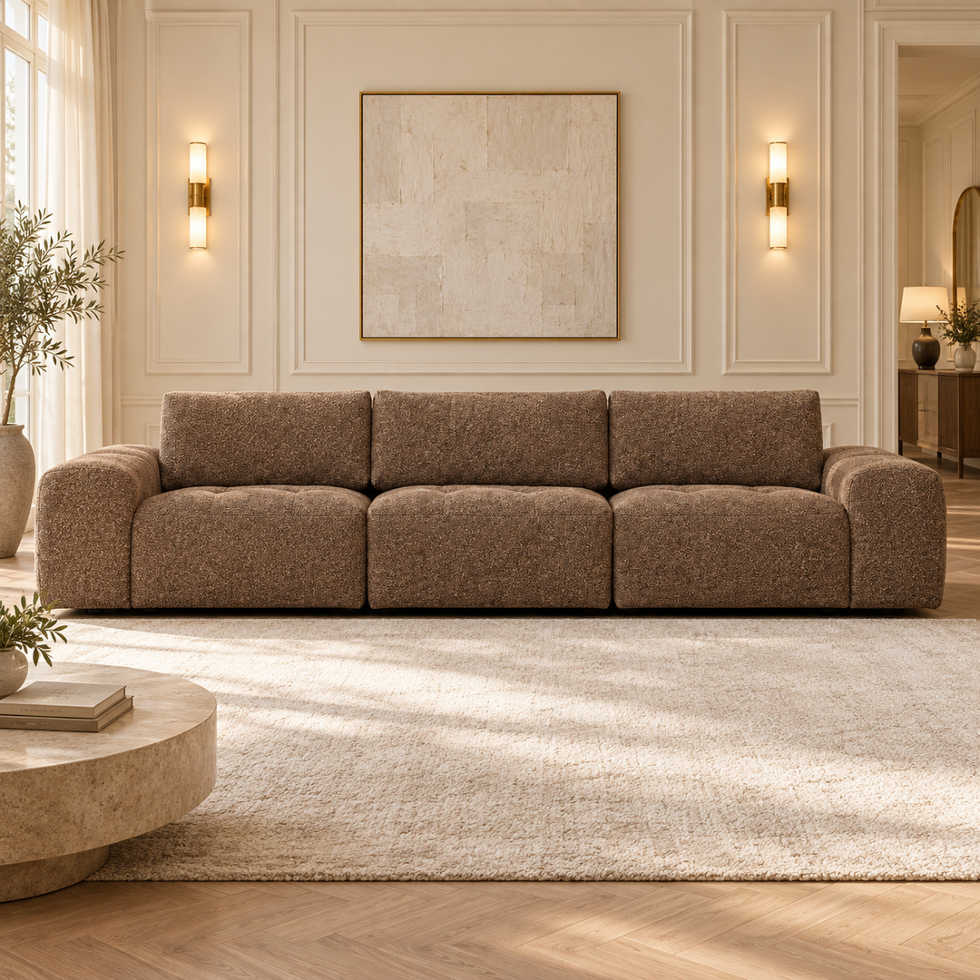 Hotel Luxus Madele 4 sohva - 3-istuttava sohva (342 cm) – rich chocolate brown, sisustettu olohuone