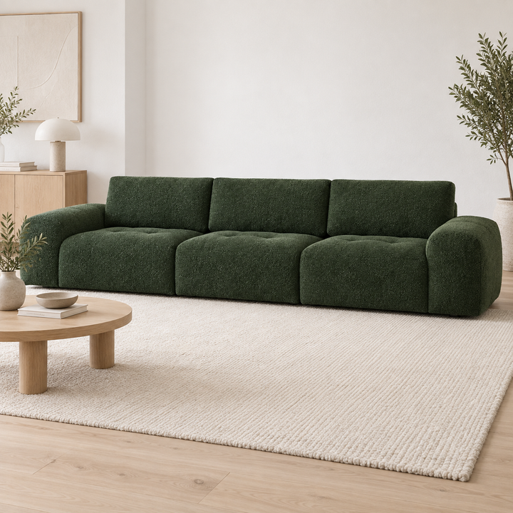 Hotel Luxus Madele 4 sohva - 3-istuttava sohva (342 cm) – deep forest green, sisustettu olohuone
