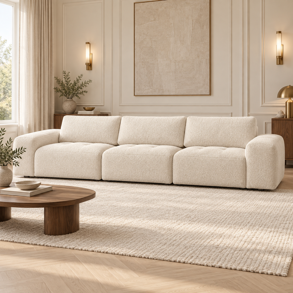 Hotel Luxus Madele 4 sohva - 3-istuttava sohva (342 cm) – clean warm white, sisustettu olohuone