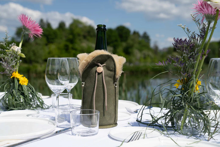 Shampanja cooler Kywie, suedenahka Oliivi