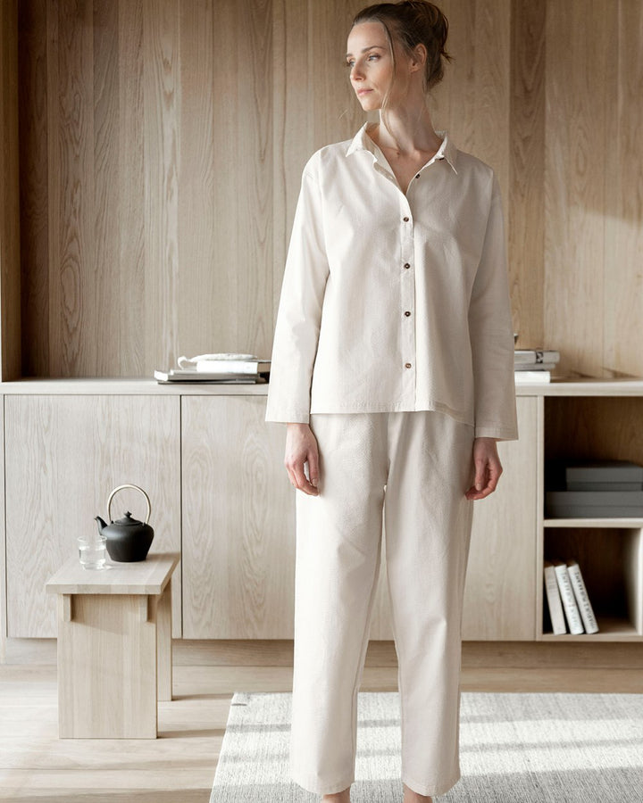 Hoie Ara Pajama Set Shirt + Pants, Beige 