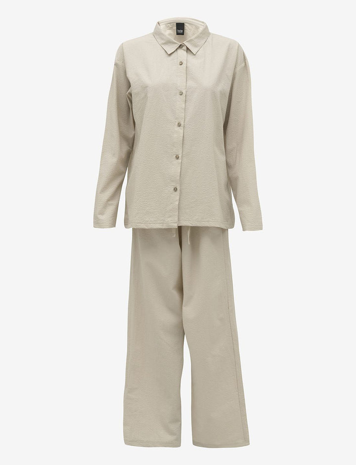 Hoie Ara Pajama Set Shirt + Pants, Beige 