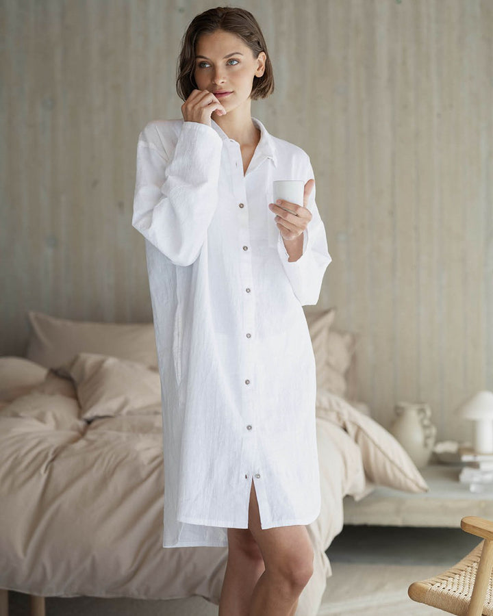 Hoie Hydra Pyjama pellavapaita, Valkoinen