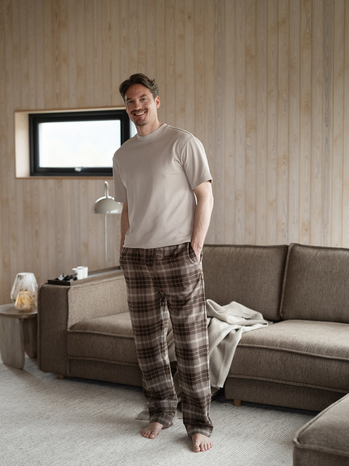 Hoie Lukas miesten pyjamahousut, Ruskea