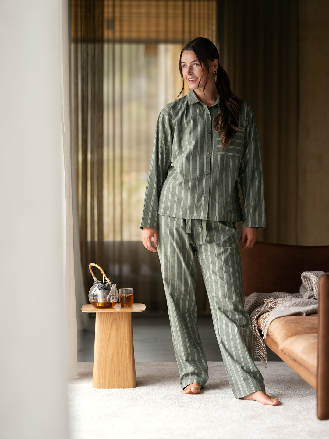 Hoie Nova Pyjamasetti Paita + Housut, Vihreä