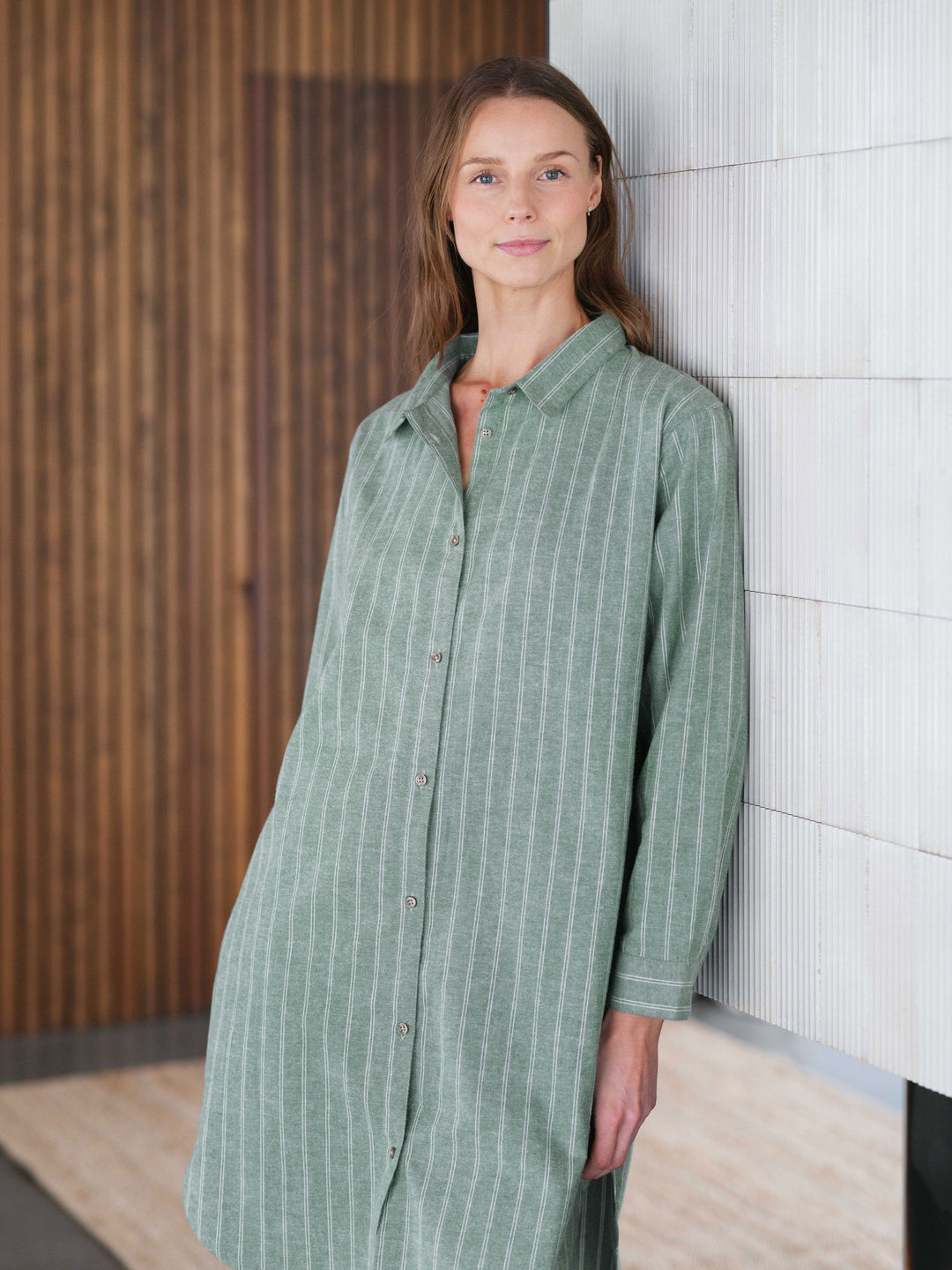 Hoie Pile Pyjamasskjorta, Grön