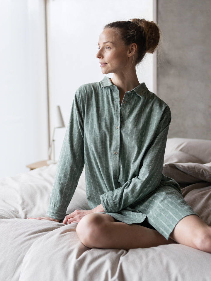 Hoie Pile Pyjamasskjorta, Grön