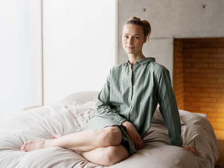 Hoie Pile Pyjamasskjorta, Grön