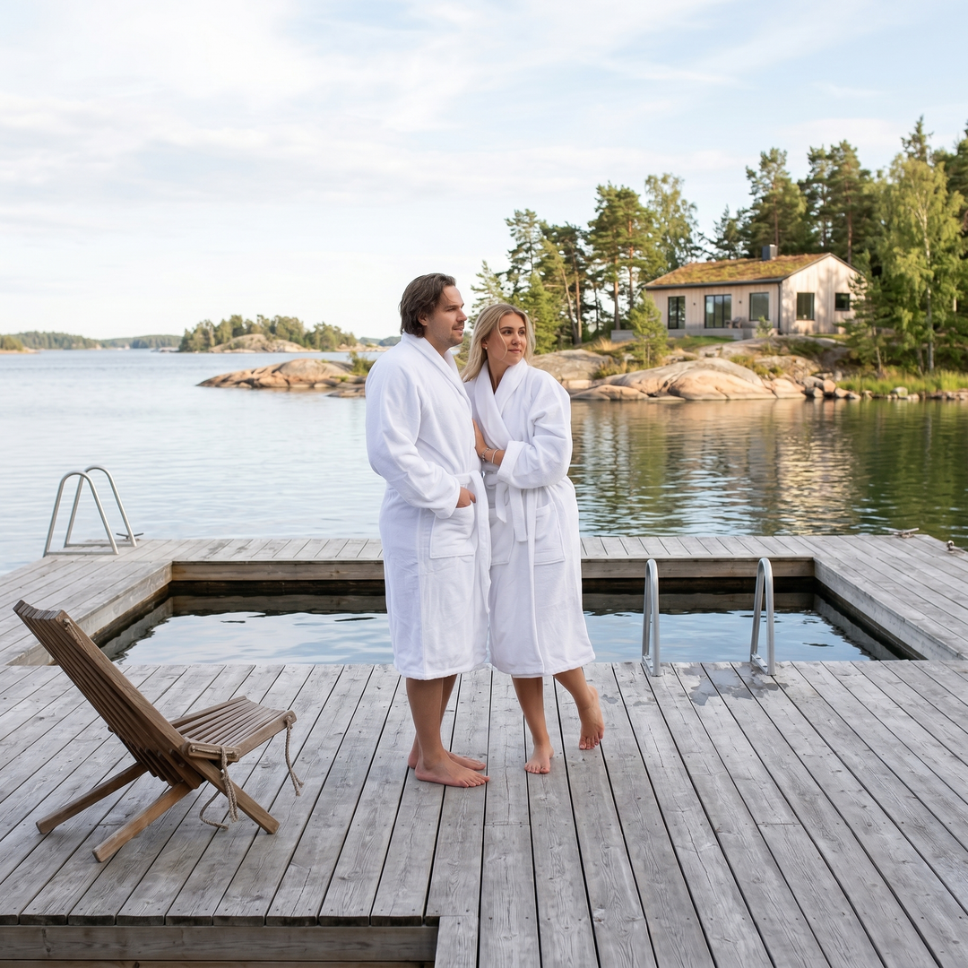 Hotel Spa No Problem Bathrobe, Shawl Collar, White