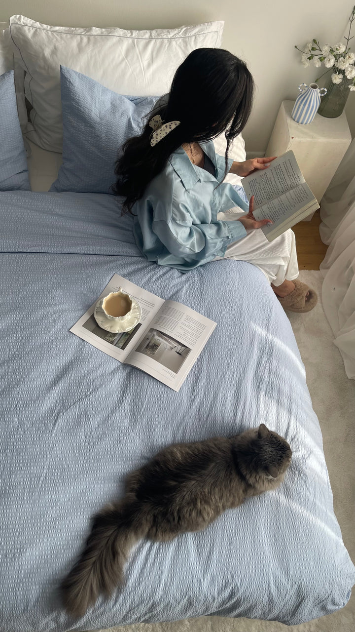 Hoie Sol Kreppi Pussilakanasetti, Sininen