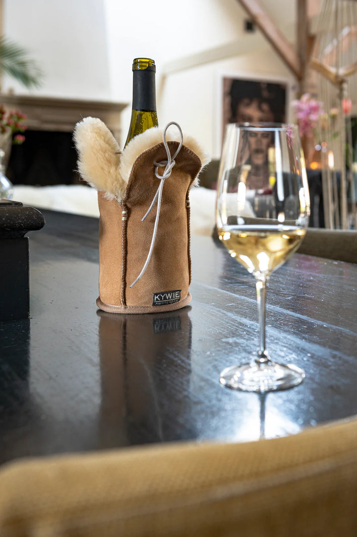 Shampanja cooler Kywie, suedenahka Kameli