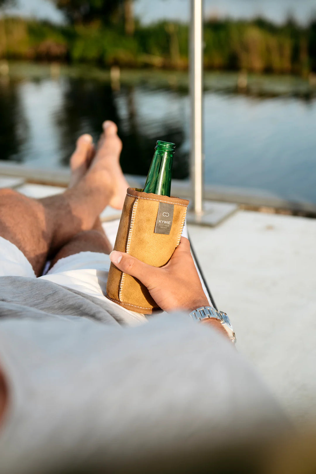 Olut cooler Kywie, suedenahka Kameli