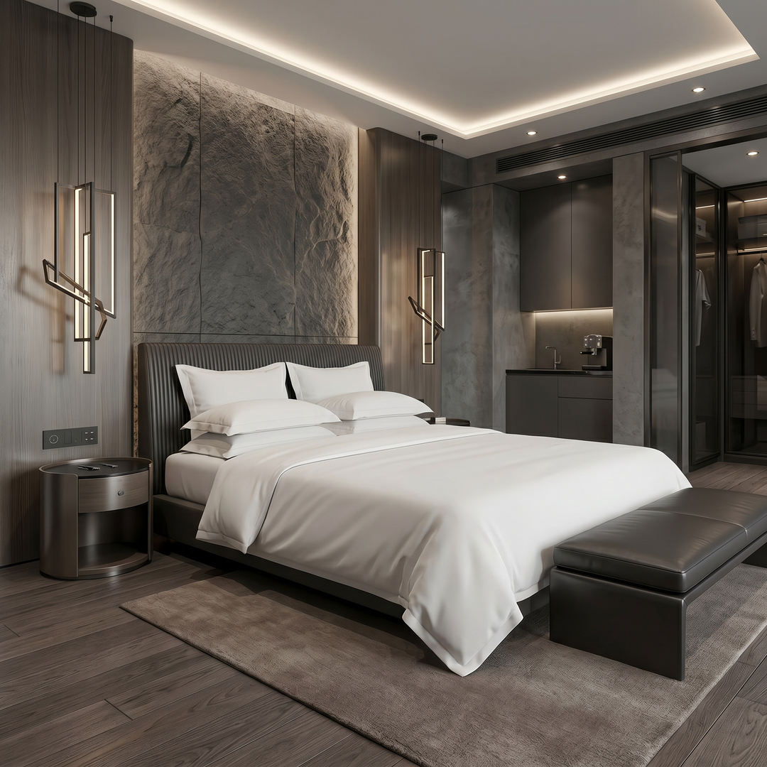 Loffen Hotel Superior Oxford örngott i guld, silver och vitt