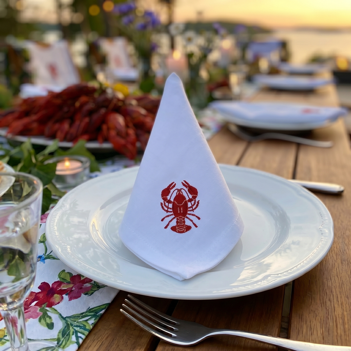 Napkin with crab embroidery