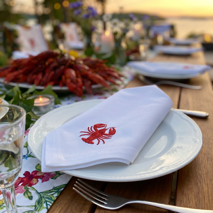 Napkin with crab embroidery
