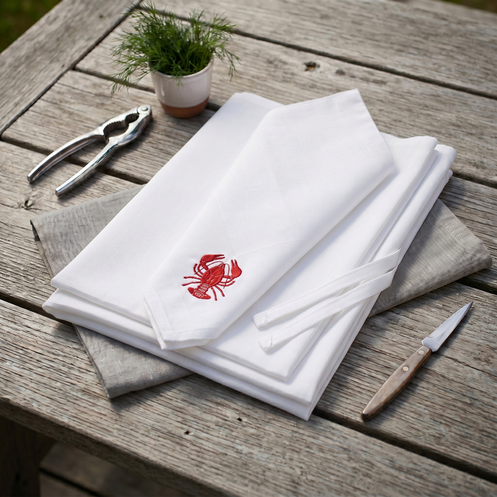 Napkin with crab embroidery
