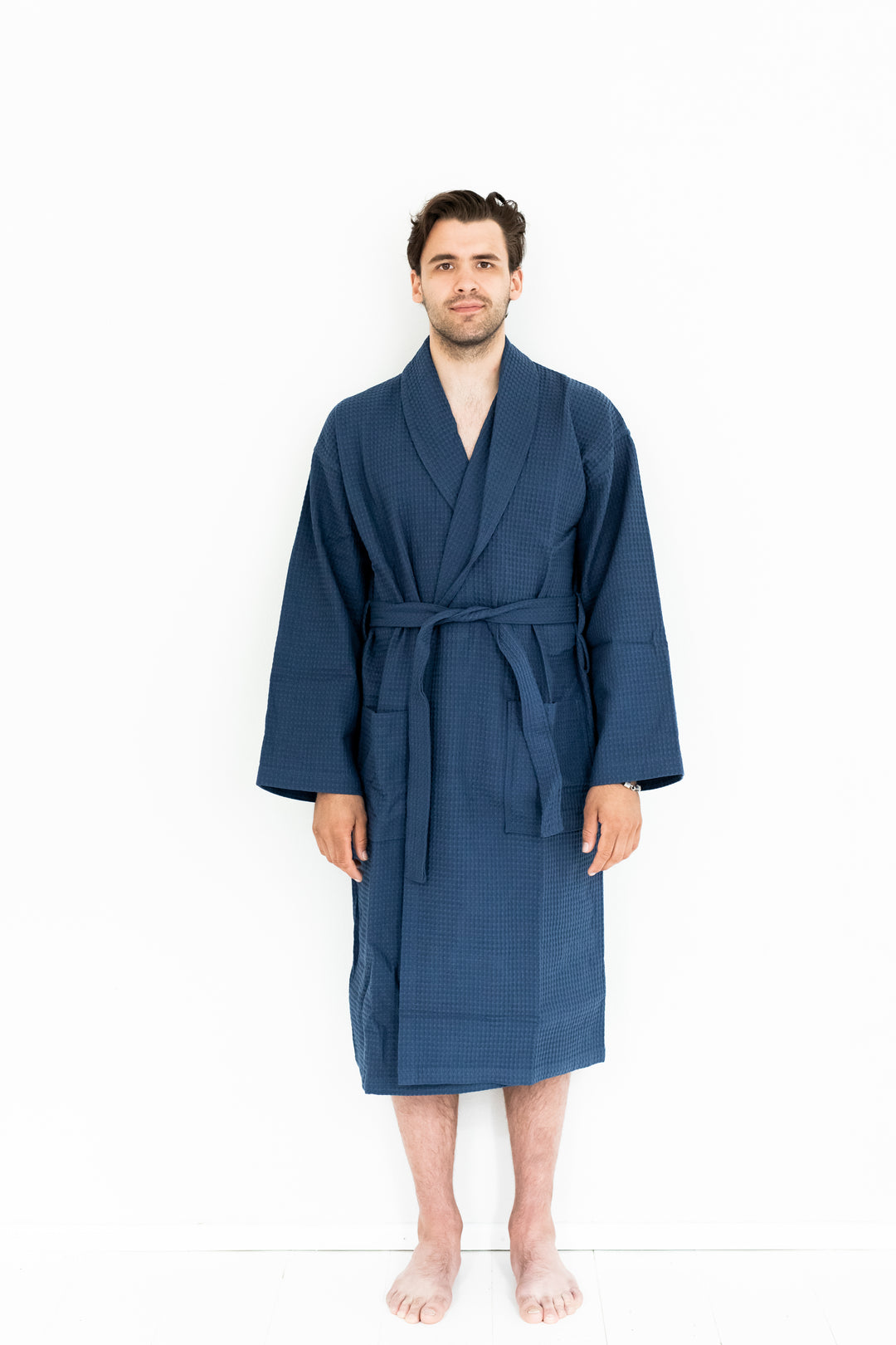 Vohvelikylpytakki Hotel Lux No Problem Kauluksella, Navy Blue