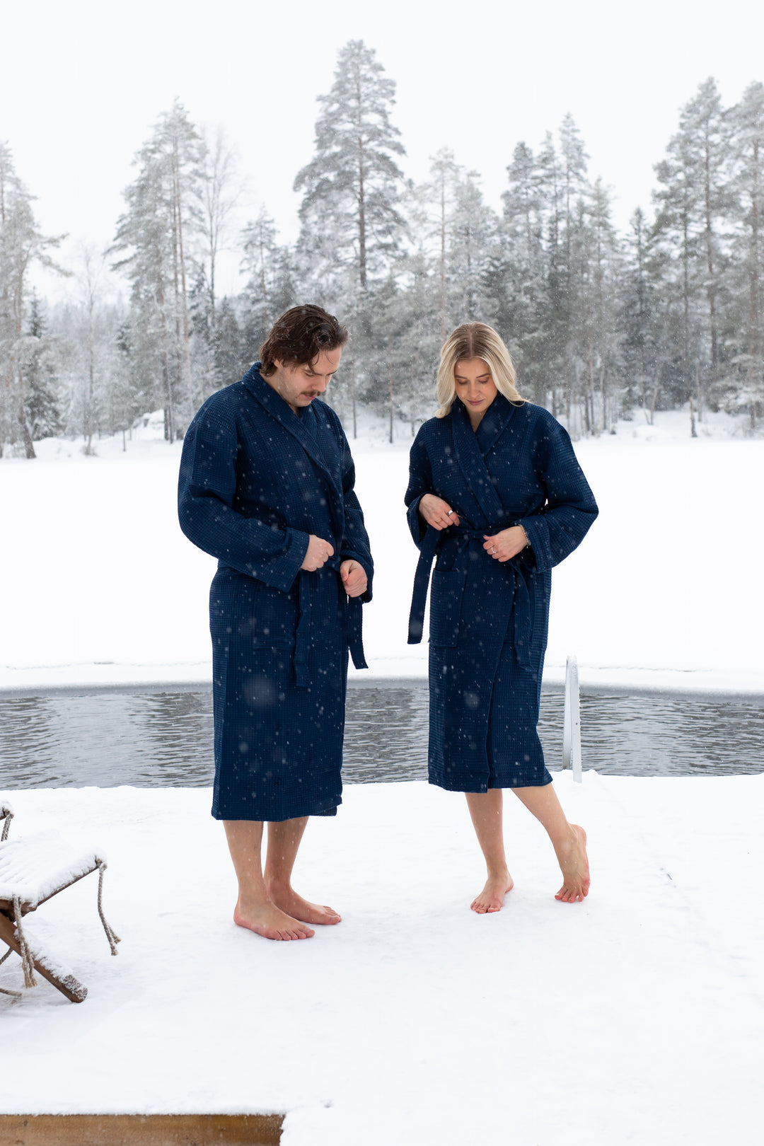 Vohvelikylpytakki Hotel Lux No Problem Kauluksella, Navy Blue