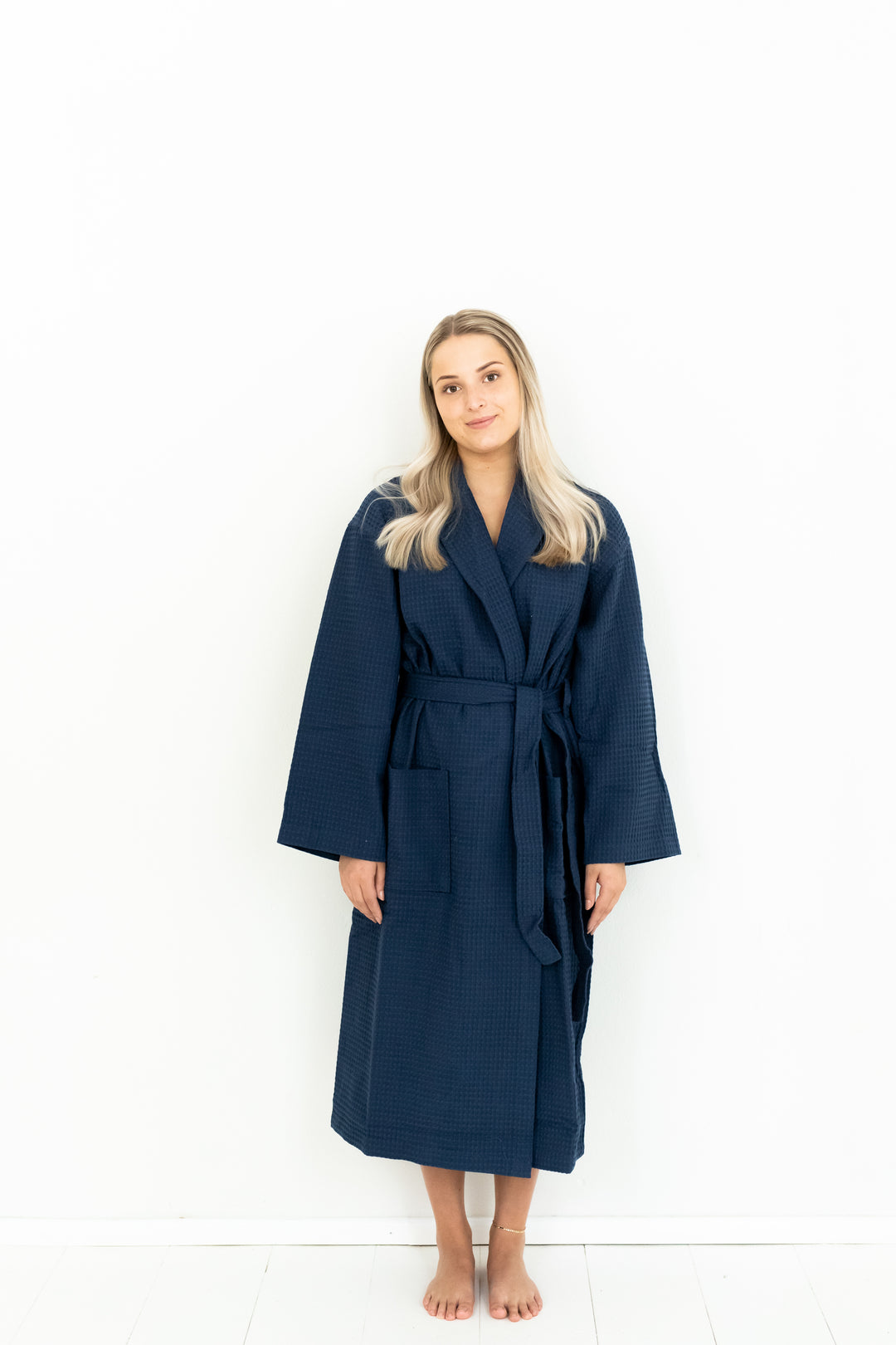 Vohvelikylpytakki Hotel Lux No Problem Kauluksella, Navy Blue