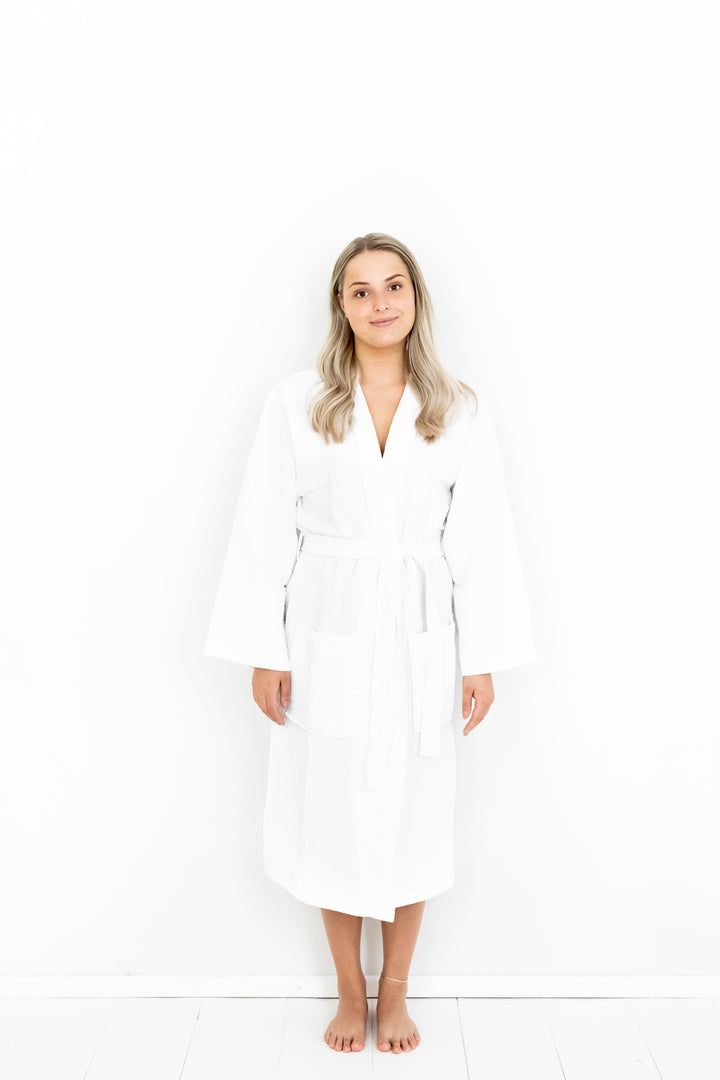 Vohvelikylpytakki Hotel Lux No Problem Kimono, valkoinen