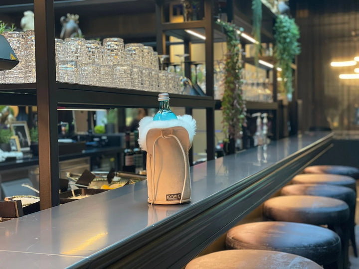 Shampanja cooler Kywie, suedenahka Beige