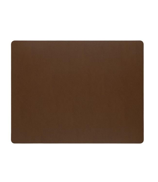 Dark brown rectangular Finesse placemat viewed from above