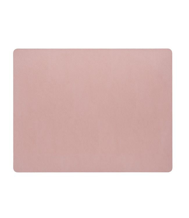 Pink rectangular Finesse placemat viewed from above