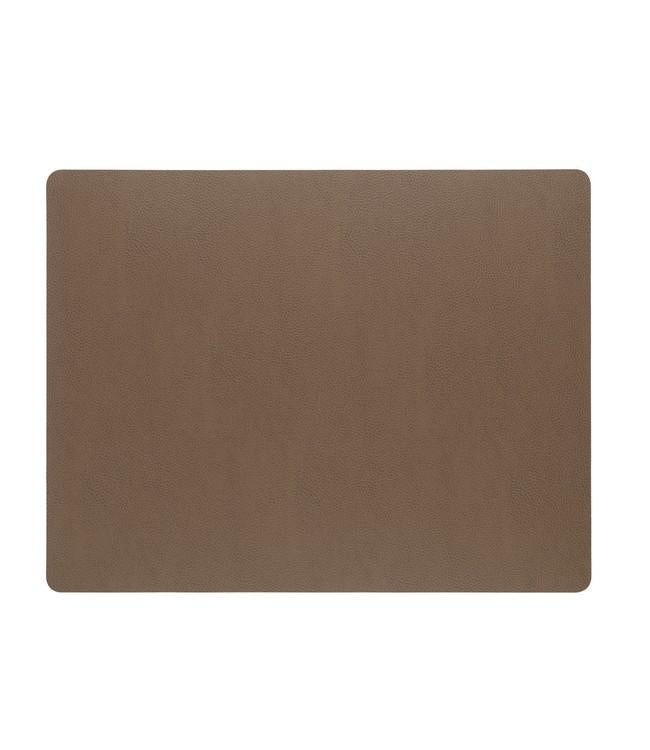 Taupe rectangular Finesse placemat viewed from above