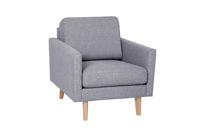 Light grey Hotel Luxus Elegant armchair with a tall back cushion and wooden legs