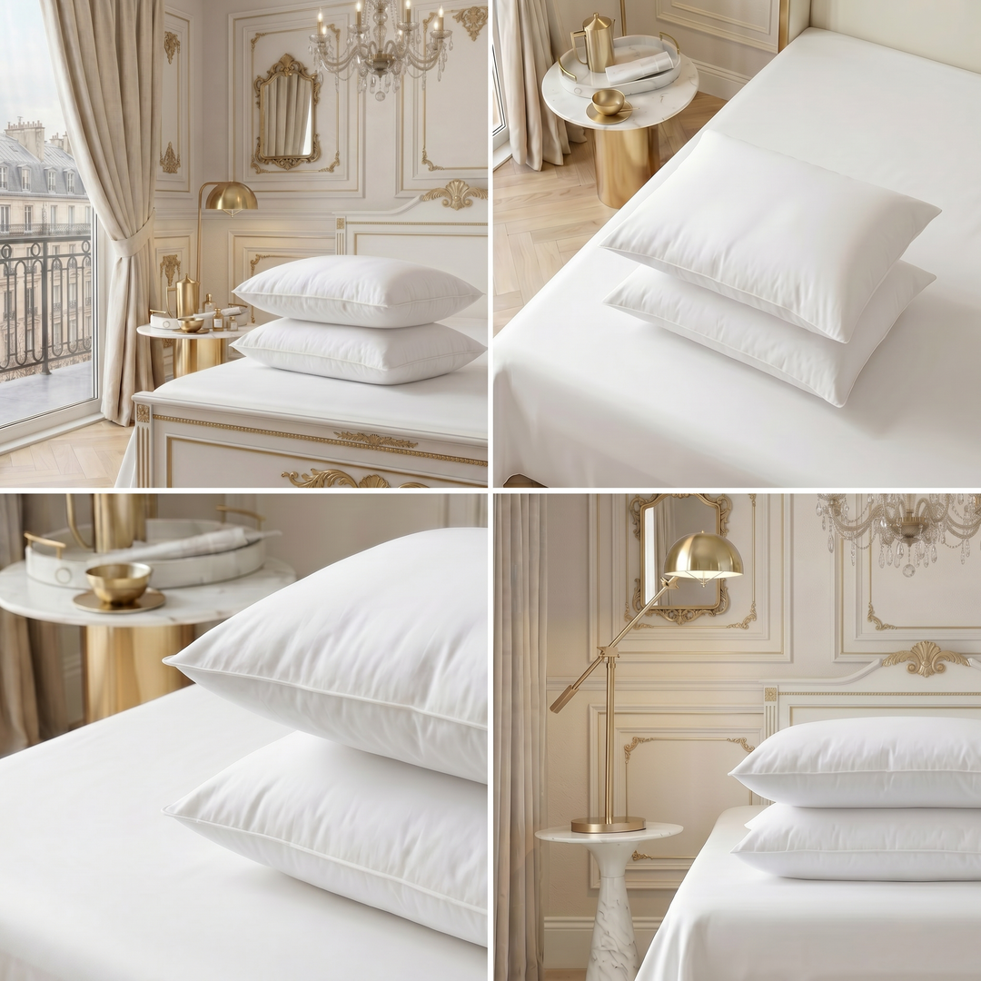 Collage of Hotel Luxus large pillows and their edge seams